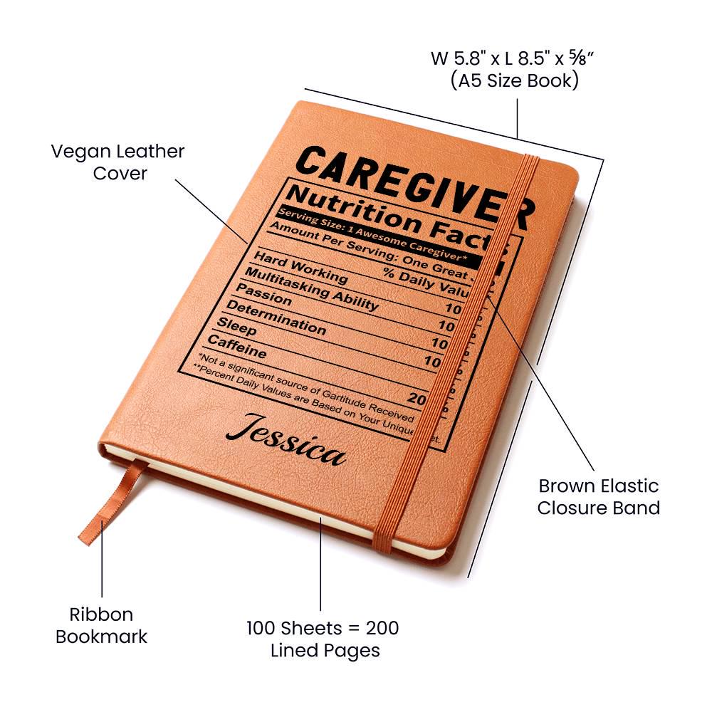 Personalized Caregiver Nutrition Facts Leather Journal – view 3