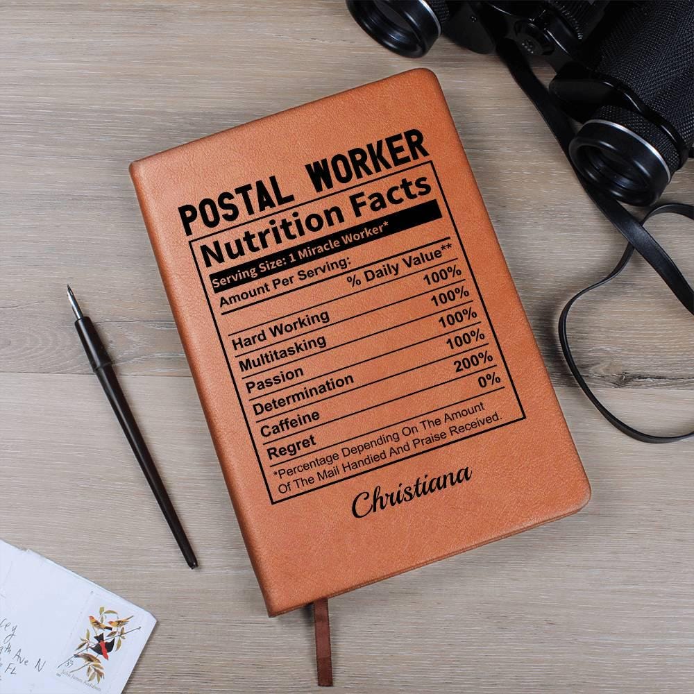 Personalized Postal Worker Nutrition Facts Leather Journal – view 9
