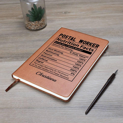 Personalized Postal Worker Nutrition Facts Leather Journal – view 8