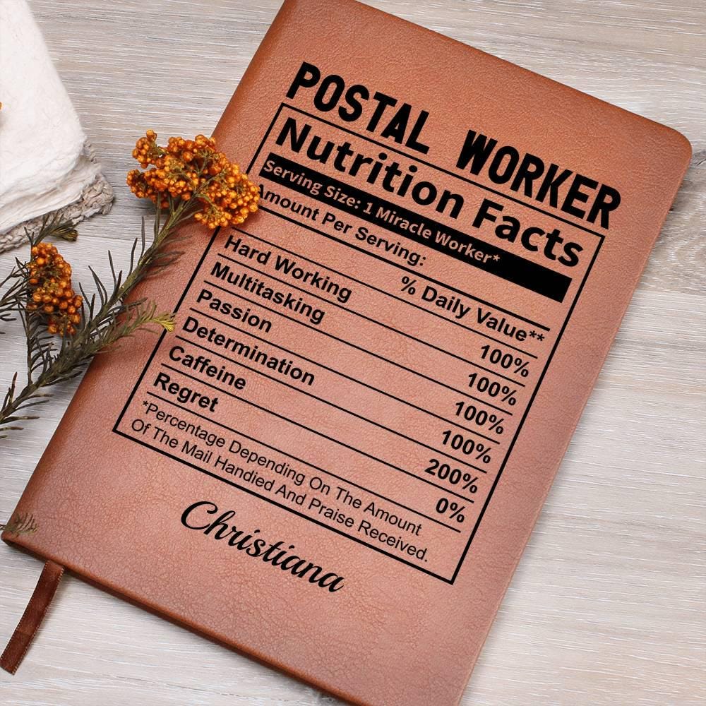 Personalized Postal Worker Nutrition Facts Leather Journal