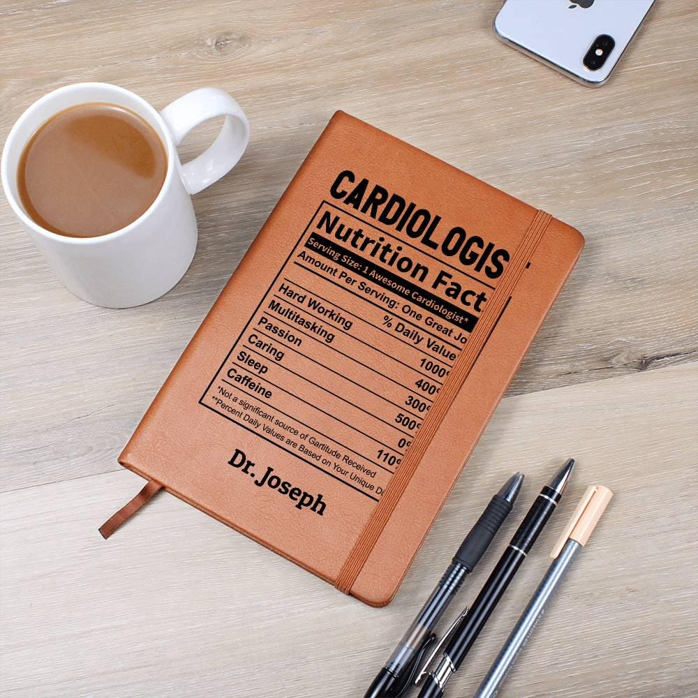 Personalized Cardiologist Nutrition Facts Leather Journal – view 2