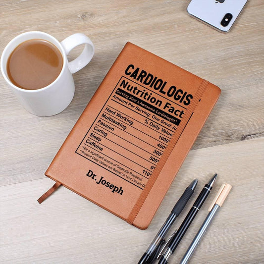Personalized Cardiologist Nutrition Facts Leather Journal – view 2