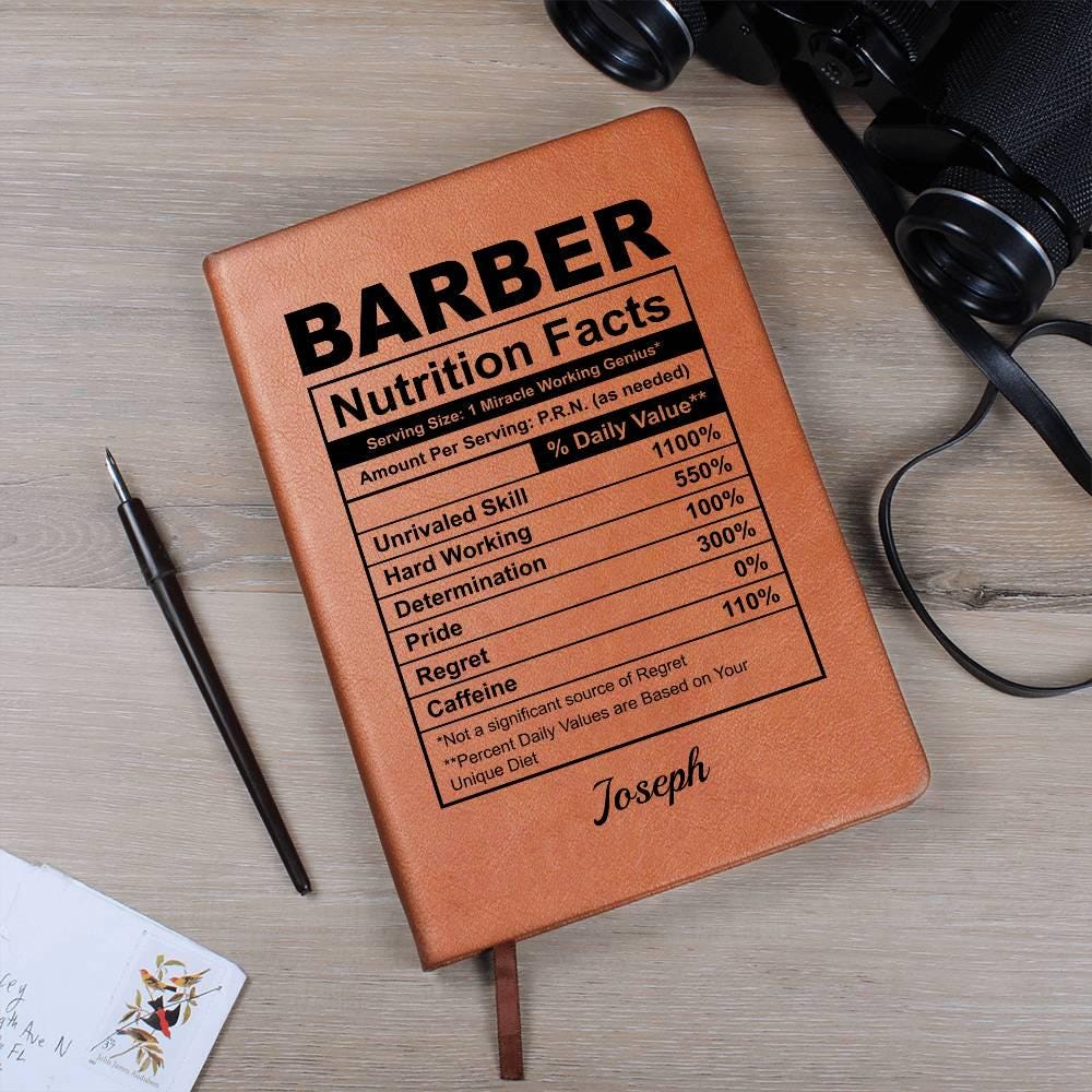 Personalized Barber Nutrition Facts Leather Journal – Gift for Barber – view 6