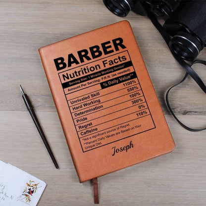 Personalized Barber Nutrition Facts Leather Journal – Gift for Barber – view 6