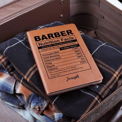 Personalized Barber Nutrition Facts Leather Journal – Gift for Barber – view 5