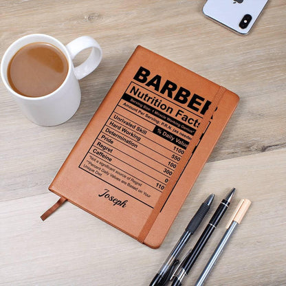 Personalized Barber Nutrition Facts Leather Journal – Gift for Barber – view 2