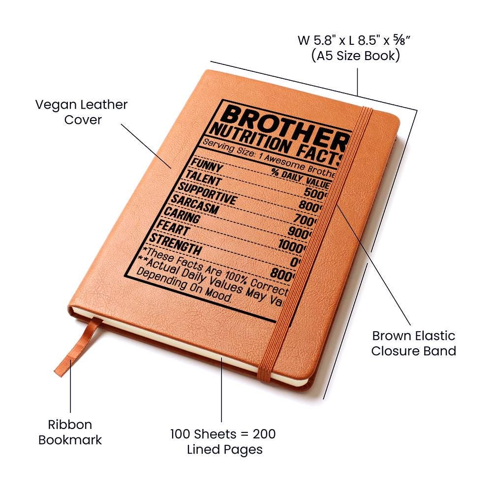 Brother nutrition facts Leather Journal – Gift for Brother – view 3