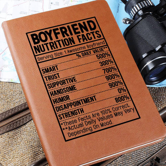 Boyfriend nutrition facts Leather Journal – Gift for Boyfriend