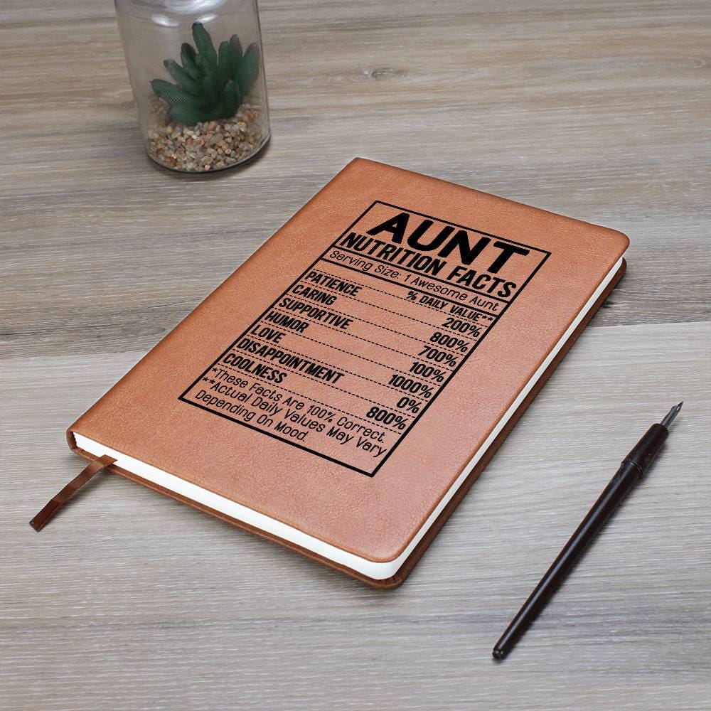 Aunt nutrition facts Leather Journal – Gift for aunt – view 8