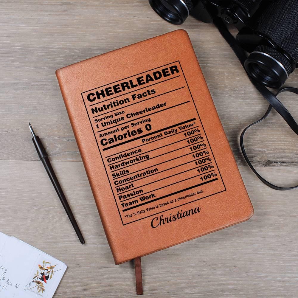 Personalized Cheerleader Nutrition Facts Leather Journal – view 9