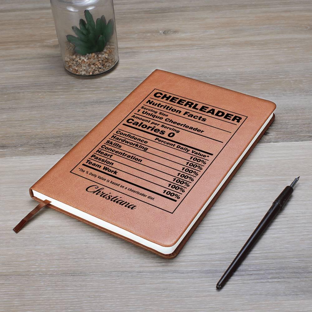 Personalized Cheerleader Nutrition Facts Leather Journal – view 8