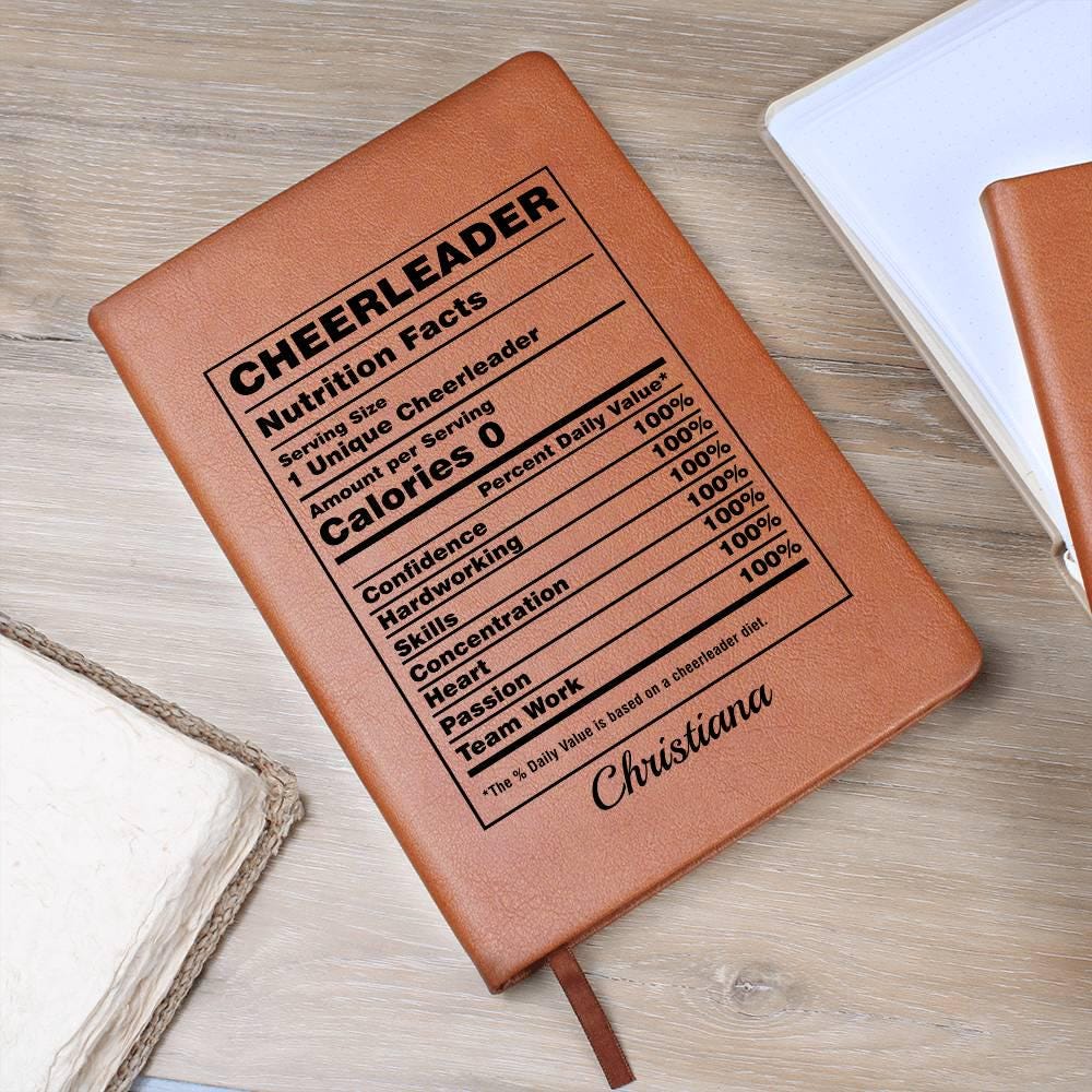 Personalized Cheerleader Nutrition Facts Leather Journal – view 7