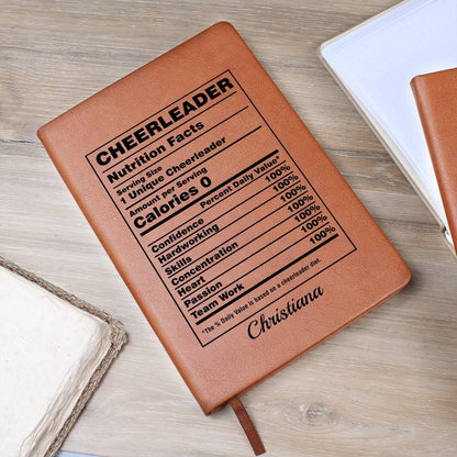 Personalized Cheerleader Nutrition Facts Leather Journal – view 7