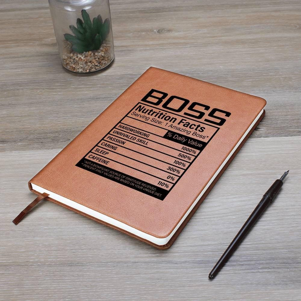 Boss Nutrition Facts Leather journal – Gift for Boss – view 9