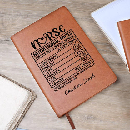 Personalized Nurse Nutritional Facts Leather Journal – Rn Gifts – view 7
