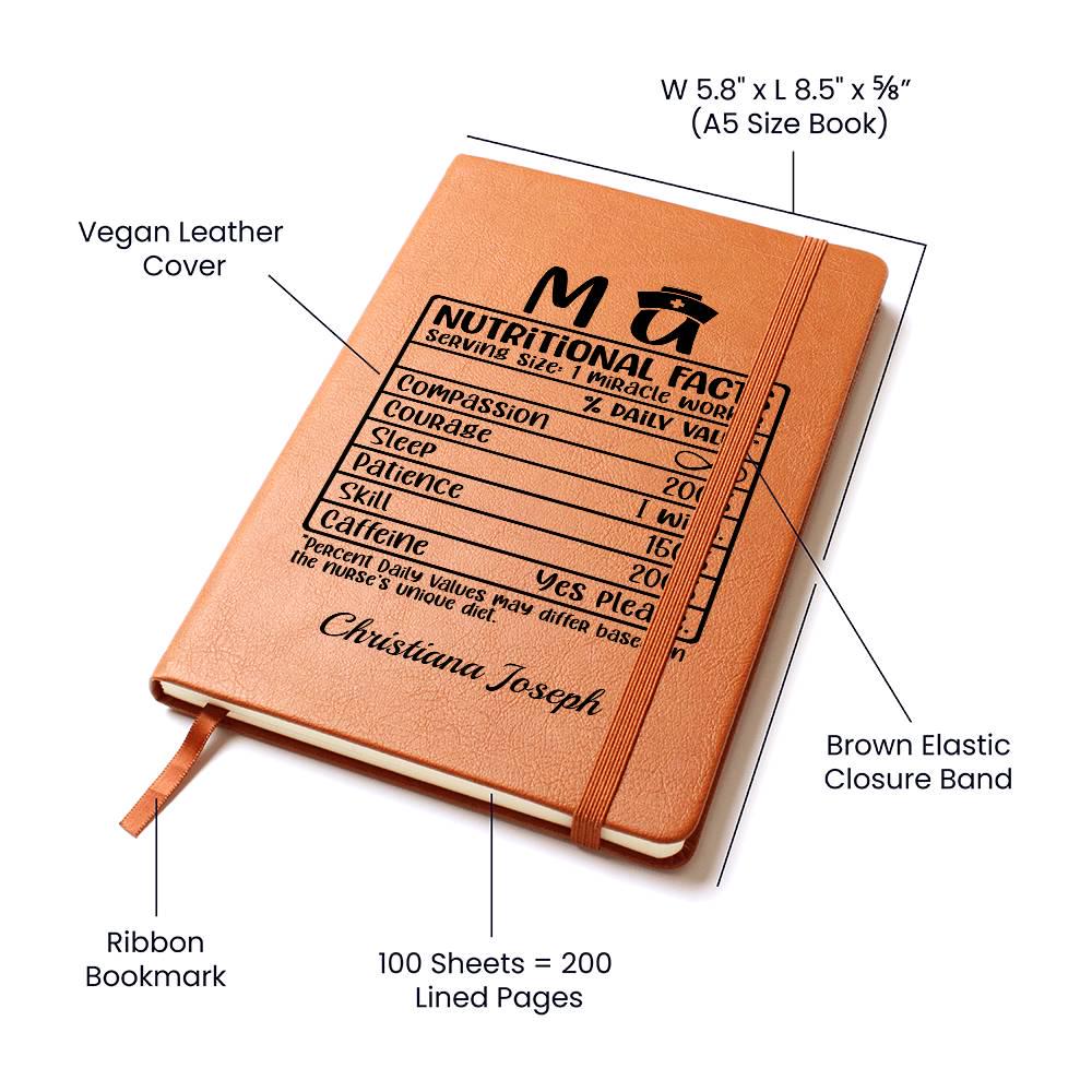 MA Nurse Nutritional Facts Personalized Leather Journal – Ma gifts – view 3