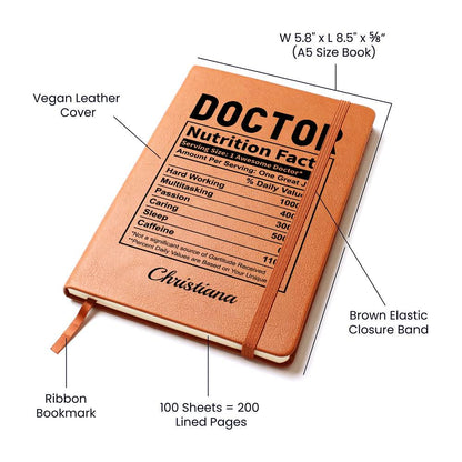 Doctor Nutrition Fact Personalized Leather Journal – Gift For Doctor – view 4