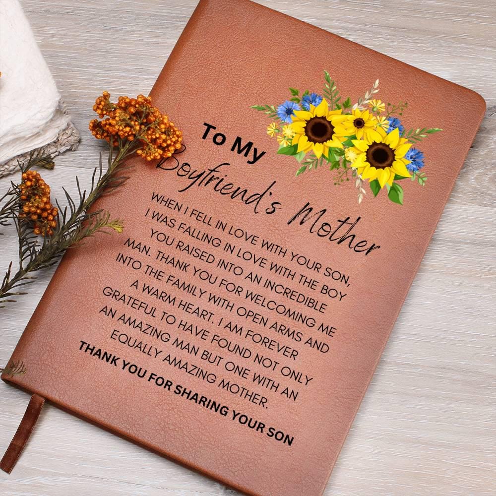 Boyfriends Mom Personalized Leather Journal – Gift for Boyfriends Mom – view 2