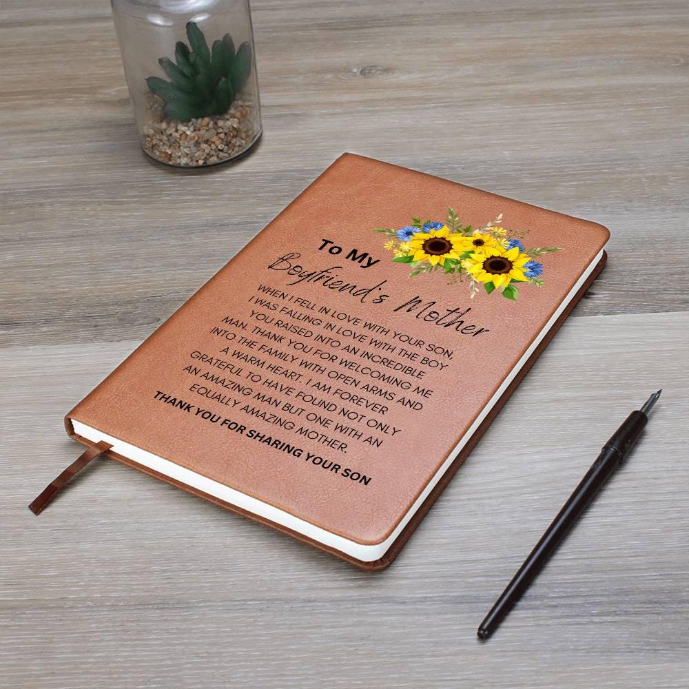 Boyfriends Mom Personalized Leather Journal – Gift for Boyfriends Mom – view 6