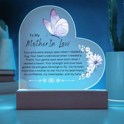 Personalized Mother in Law Butterfly Heart Plaque – Gift from Bride – view 4