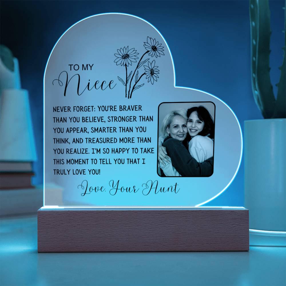 Custom Niece Photo Heart Acrylic Plaque – Niece Gift from Aunt – view 4