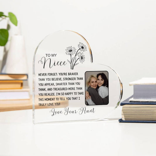 Custom Niece Photo Heart Acrylic Plaque – Niece Gift from Aunt – view 2