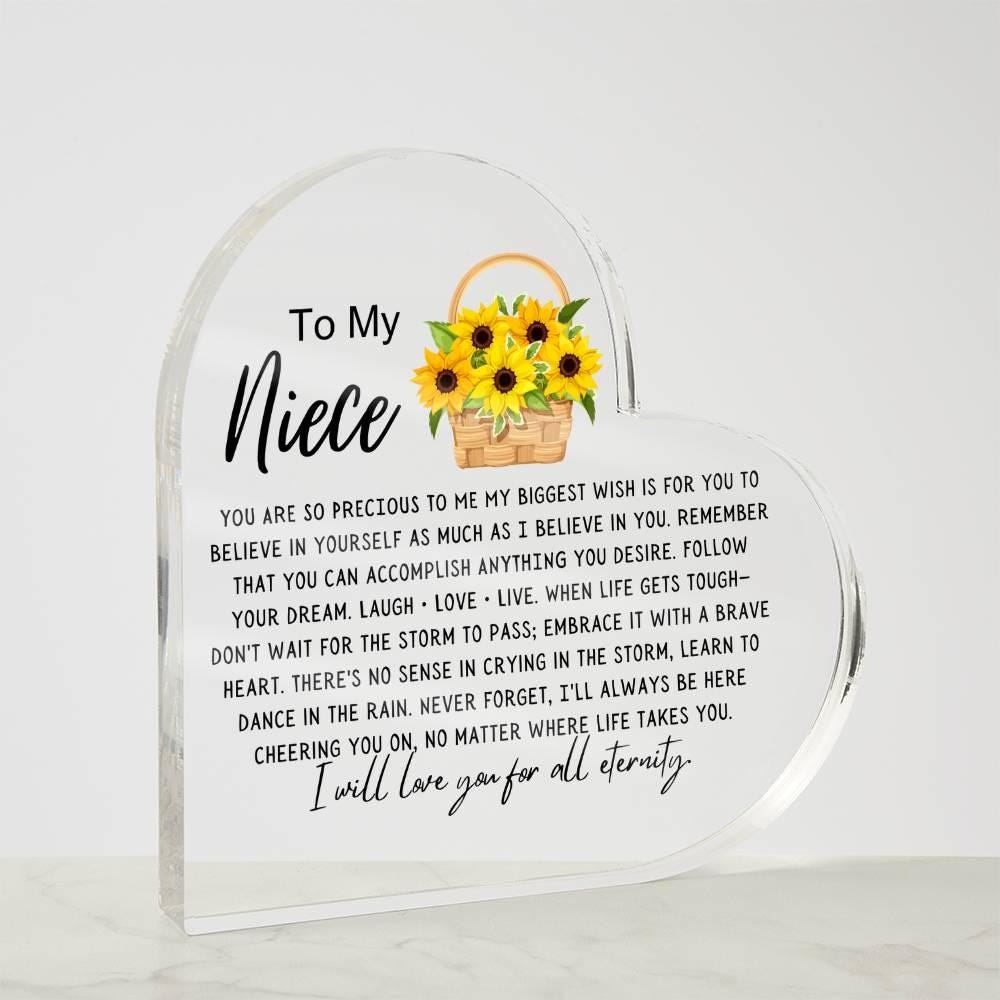Personalized Niece Sunflower Heart Acrylic Plaque – view 4