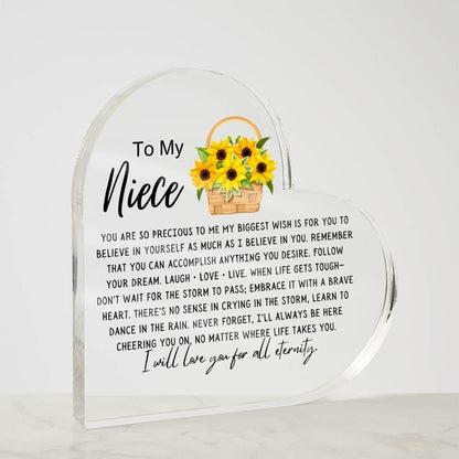 Personalized Niece Sunflower Heart Acrylic Plaque – view 4
