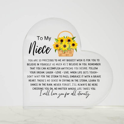 Personalized Niece Sunflower Heart Acrylic Plaque – view 10