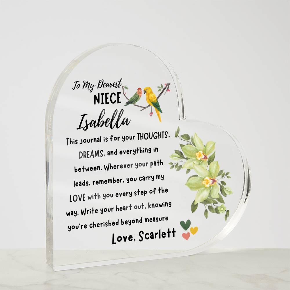 Niece Personalized Heart Acrylic Plaque – Niece Gift from Aunt – view 2
