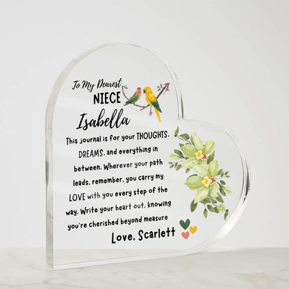 Niece Personalized Heart Acrylic Plaque – Niece Gift from Aunt – view 2