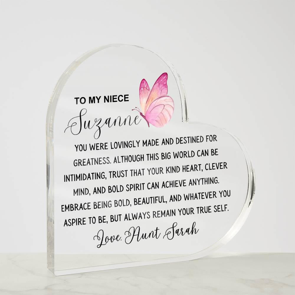 To My Niece Personalized Heart Acrylic Plaque – Niece Gift from Aunt – view 5