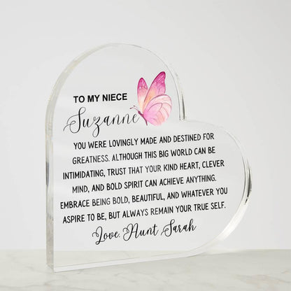 To My Niece Personalized Heart Acrylic Plaque – Niece Gift from Aunt – view 5