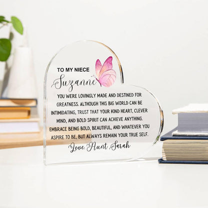 To My Niece Personalized Heart Acrylic Plaque – Niece Gift from Aunt – view 4