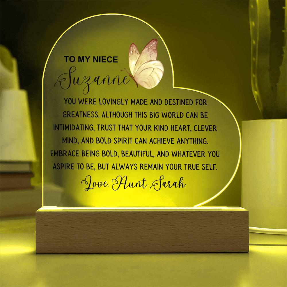 To My Niece Personalized Heart Acrylic Plaque – Niece Gift from Aunt – view 3