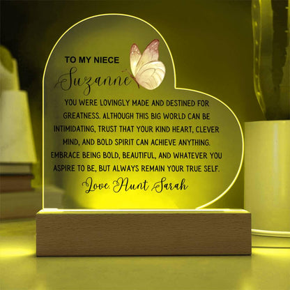 To My Niece Personalized Heart Acrylic Plaque – Niece Gift from Aunt – view 3