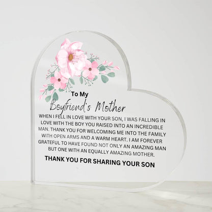 Boyfriends Mother Floral Heart Plaque – Gifts for Boyfriends Mom – view 6