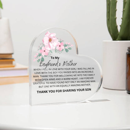 Boyfriends Mother Floral Heart Plaque – Gifts for Boyfriends Mom – view 8