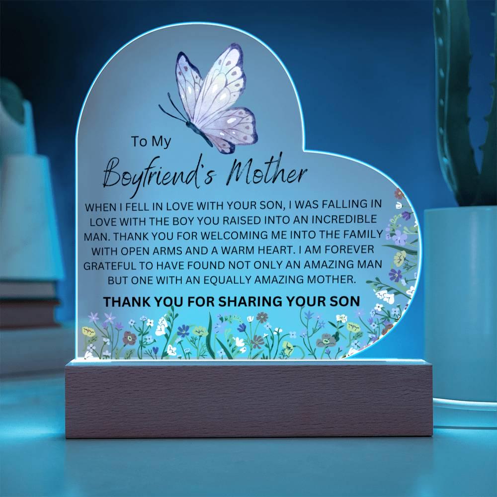 To My Boyfriends Mother Heart Plaque – Gift for Boyfriends Mom – view 4
