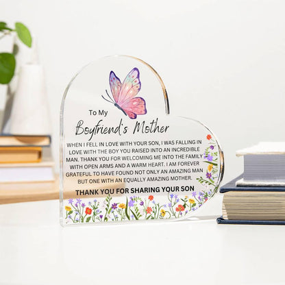 To My Boyfriends Mother Heart Plaque – Gift for Boyfriends Mom – view 2