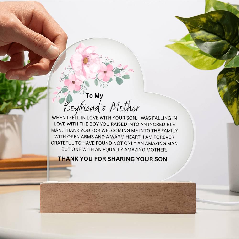 Boyfriends Mother Floral Heart Plaque – Gifts for Boyfriends Mom