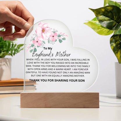 Boyfriends Mother Floral Heart Plaque – Gifts for Boyfriends Mom