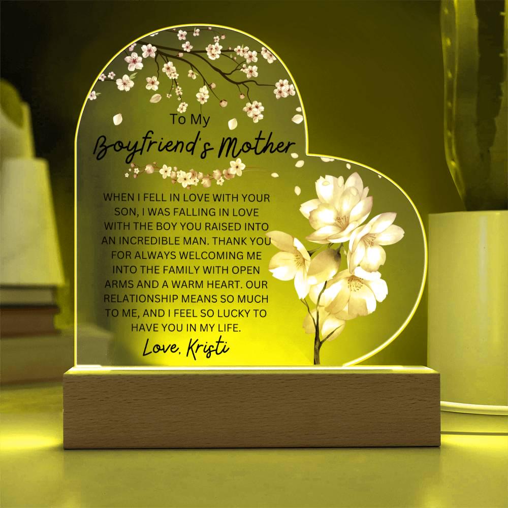 Personalized Boyfriend's Mom Heart Acrylic Plaque – view 7