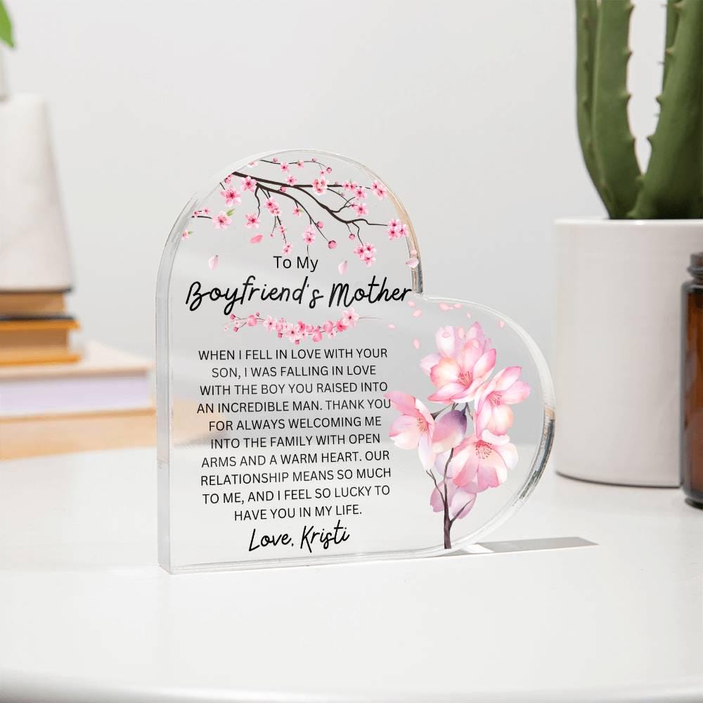 Personalized Boyfriend's Mom Heart Acrylic Plaque – view 10