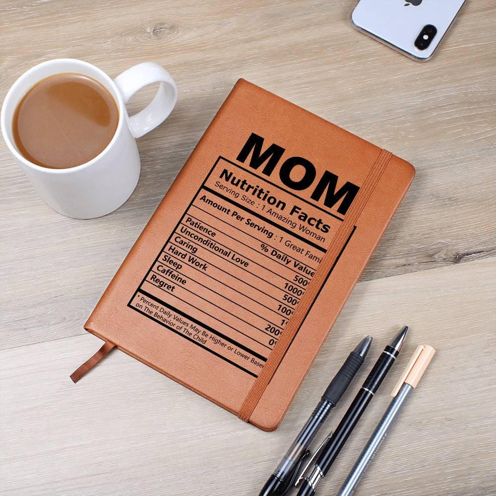 Personalized Mom Nutrition Facts Leather Journal – Mom Birthday Gift – view 3