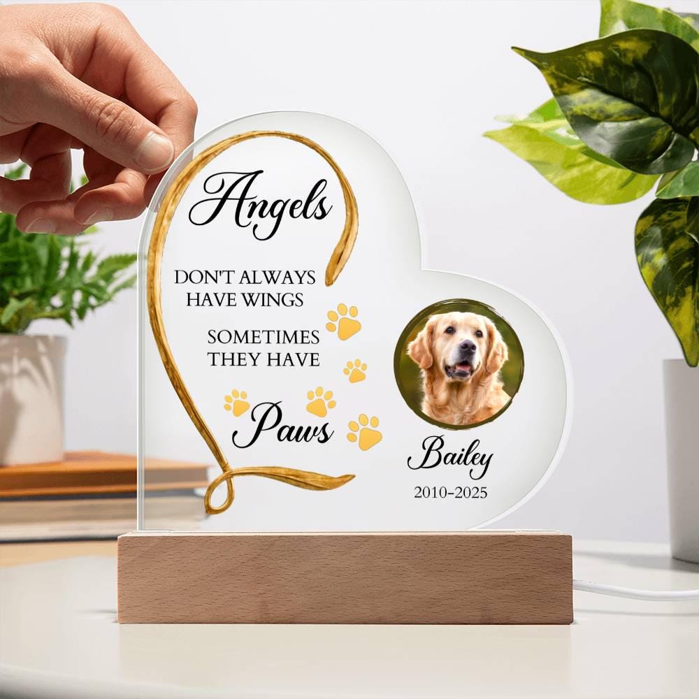 Personalized Dog Memorial Heart Acrylic Plaque – In Memory of Dog