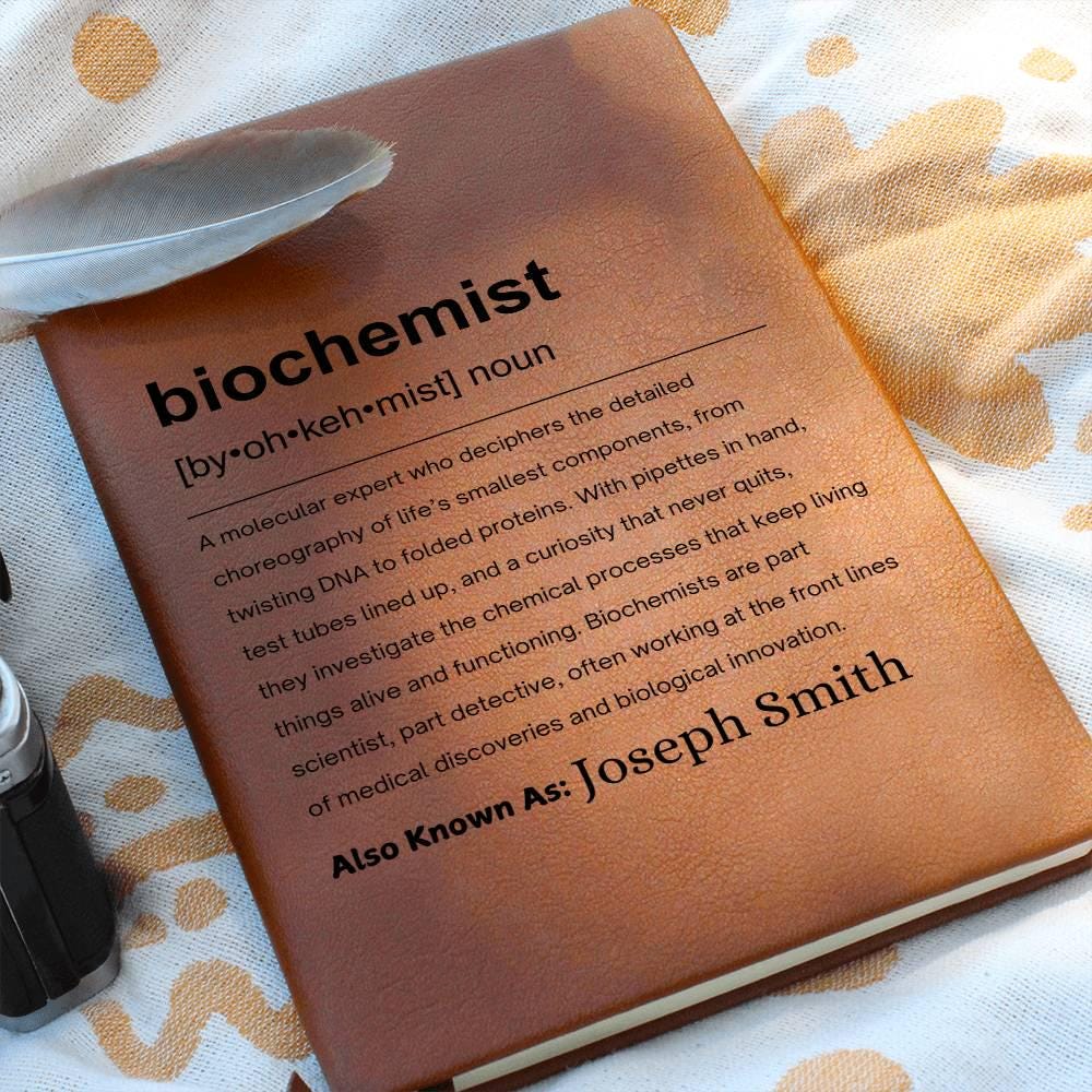 Biochemist Gift Personalized Definition Leather Journal