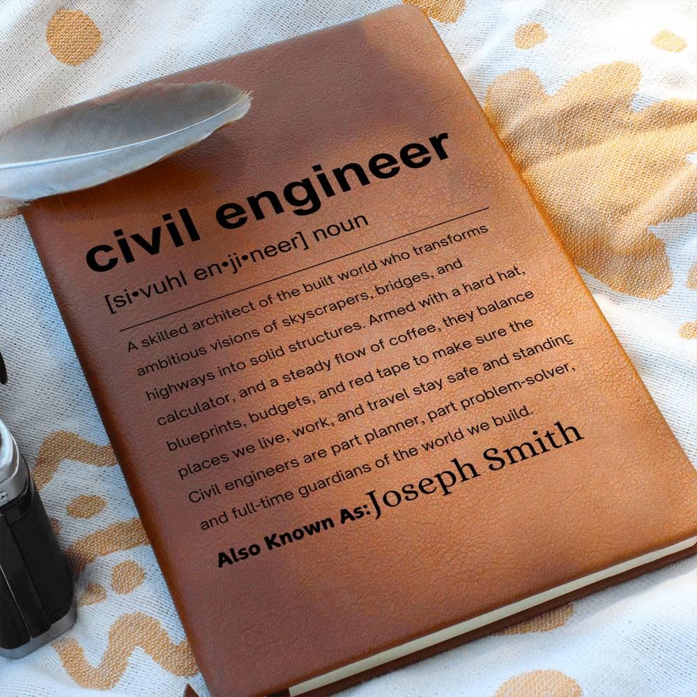 Civil Engineer Gift Personalized Definition Leather Journal
