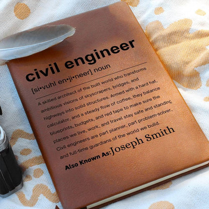 Civil Engineer Gift Personalized Definition Leather Journal