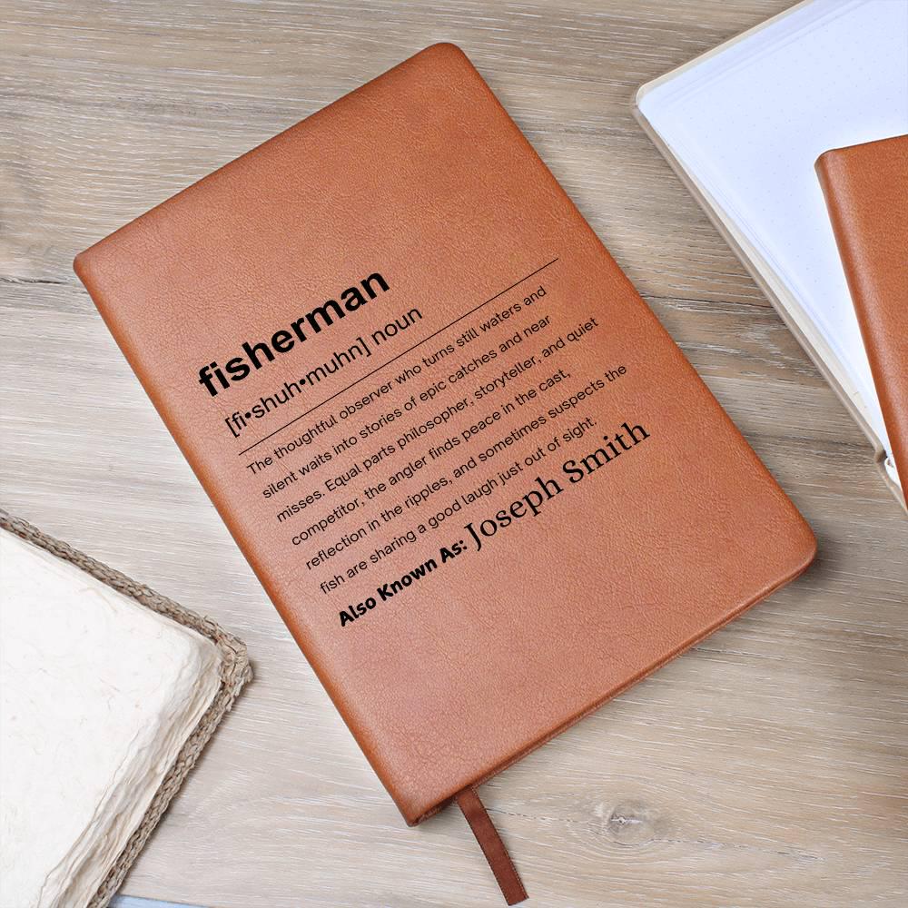 Fisherman Gift Personalized Definition Leather Journal – view 9